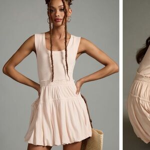 Anthropologie daily practice bubble, hem dress in latte NWT